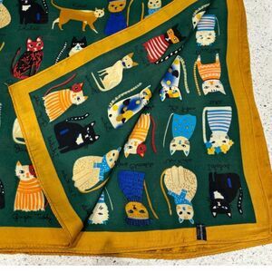 Colorful Cat Print Silk Scarf polyester approximately 27” x 27”